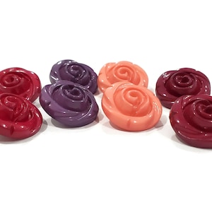 Vintage Rose Buttons in Your Choice of Colors, 3/4 inch Shank Style for Sewing and Knitting, 6 pieces