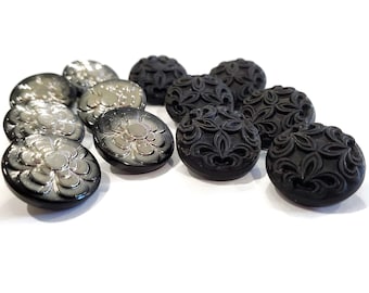 Vintage Glass Buttons in Your Choice of Styles, 6 Piece Sets for Sewing, Knitting, Jewelry Beads, 3/4 inch