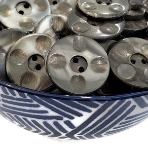 Mother of Pearl Coat Buttons for Sewing and Knitting Sweaters, Carved Shell in Smoke Gray, 7/8 inch 22mm