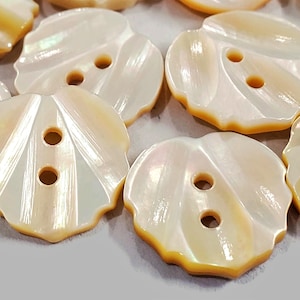 Carved Leaves Vintage Mother of Pearl Butons for Sewing, Knitting Sweaters, Embellishments, Scrapbooking, Beads, 1/2 inch
