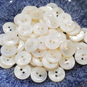 Vintage Mother of Pearl Shirt Buttons in Your Choice of Quantity, Nice Quality Natural Shell for Sewing or Knitting Sweaters, 9/16 inch