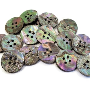 Vintage Abalone Buttons, Choose Your Quantity, Mother of Pearl Coat Buttons for Sewing, Knitting Sweaters, Jewelry Beads, 7/8 inch