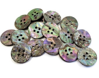 Vintage Abalone Buttons, Choose Your Quantity, Mother of Pearl Coat Buttons for Sewing, Knitting Sweaters, Jewelry Beads, 7/8 inch