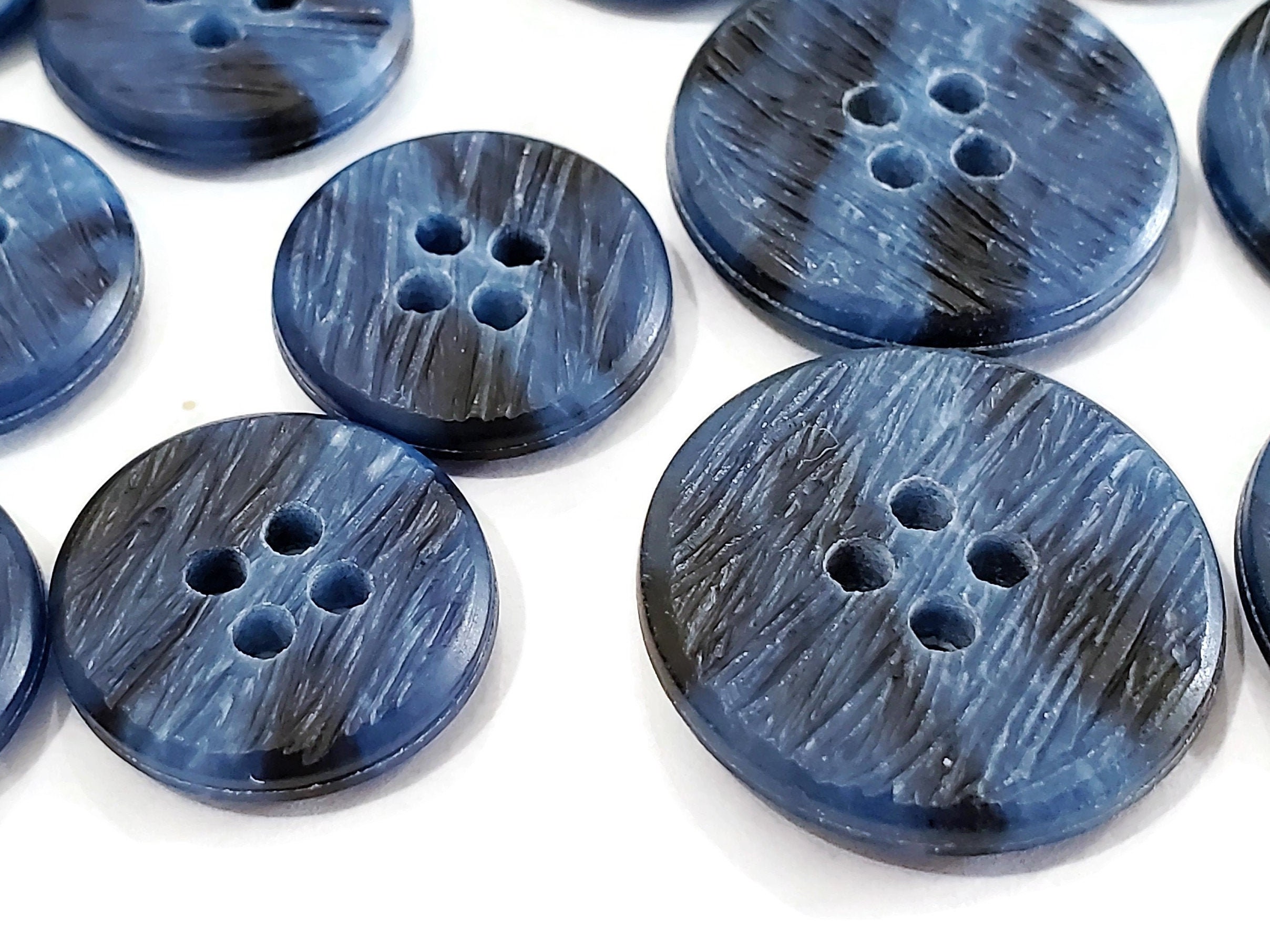 Chunky Blue Buttons, 10x Two Tone Blue Coat Buttons, Winter Jumper Buttons,  Cardigan Buttons, Sewing and Repairs Supplies UK 