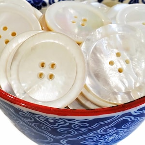 XL Mother of Pearl Vintage Coat Buttons for Sewing, Knitting Sweaters, Upholstery, Jewelry Beads, scant 1 1/2 inch Your Choice of Quantity