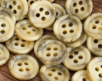 24 Vintage Shirt Buttons in Mottled Mustard Yellow (5/8 inch 15mm)