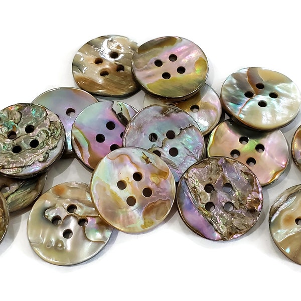 Boutons vintage en ormeau, boutons en nacre océan à coudre, pulls à tricoter, bijoux en perles, 7/8 po. 22 mm