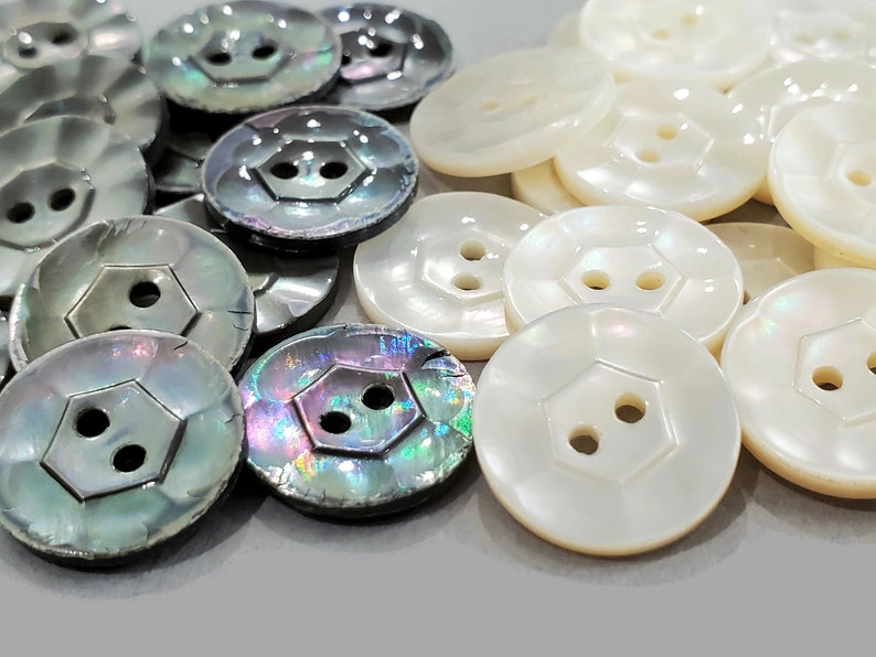25 Carved Mother of Pearl Shirt Buttons Smoke Gray or White Etsy