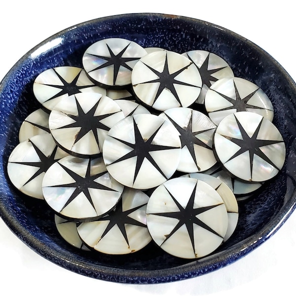 Vintage Coat Buttons with Mother of Pearl Inlay on Natural Horn, Choose Your Quantity for Coats, Knitting Sweaters, Jewelry Beads