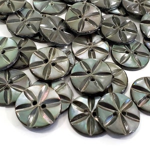 Carved Smoke Mother of Pearl Vintage Buttons, Quantity Choices, Shell Buttons for Knitting, Sewing, Jewelry Beads, Beach Wedding Decor