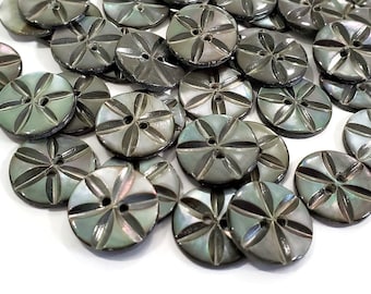 Carved Smoke Mother of Pearl Vintage Buttons, Quantity Choices, Shell Buttons for Knitting, Sewing, Jewelry Beads, Beach Wedding Decor