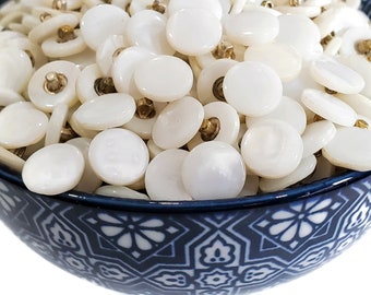 Brass Shank Mother of Pearl Vintage Buttons, Shell Buttons for Sewing & Knitting (7/16 or 5/16 inch)
