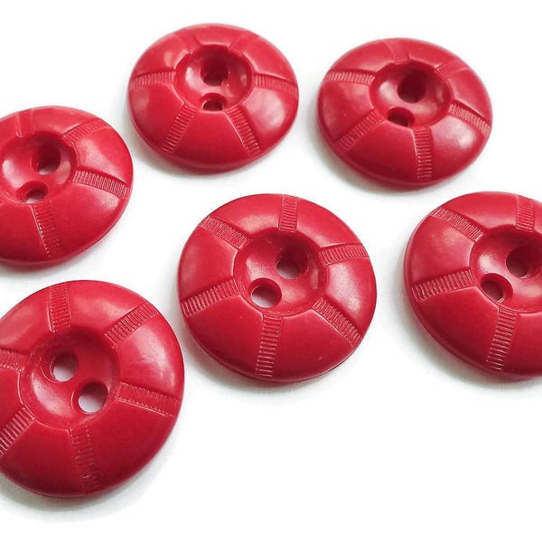 Cherry Red Vintage Buttons, 8 Pieces, Mid Century Dress Buttons for Sewing, Knitting, and Retro Fashion, 3/4 inch 19mm