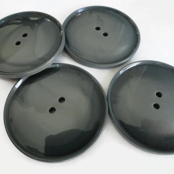 Botones grandes de capa Vintage - 4 Gunmetal gris 1.5 pulgadas mediados del siglo