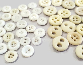 Antique China Buttons, Authentic Civil War and Victorian Sewing Buttons for Knitting Sweaters, Beads, Your Choice of White or Beige