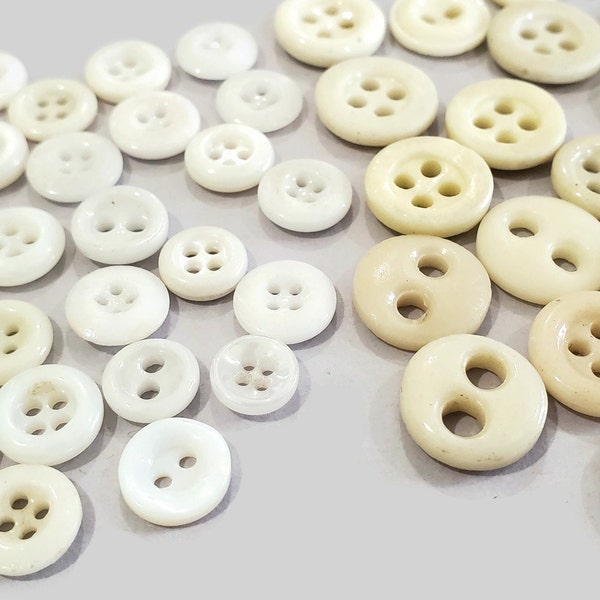 Antique China Buttons, Authentic Civil War and Victorian Sewing Buttons for Knitting Sweaters, Beads, Your Choice of White or Beige