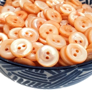 Vintage Mother of Pearl Buttons, Pumpkin Orange Tint, Sewing & Knitting (14mm 9/16 inch)