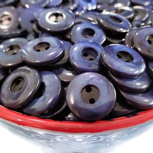 10 Vintage Mother of Pearl Shirt Buttons in Your Choice of Sizes, Navy Blue Shell for Sewing or Knitting Sweaters, 1/2 or 5/8 inch