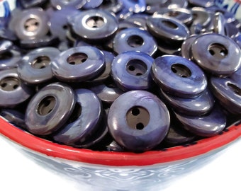 Vintage Navy Blue Mother of Pearl Shirt Buttons: 15mm (5/8 inch) 10 Pieces