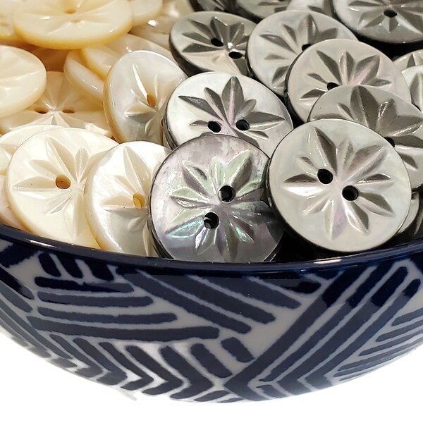 Starburst Mother of Pearl Vintage Buttons, Color Choices for Sewing, Knitting Sweaters, Beach Wedding Embellishments, Button Bracelets