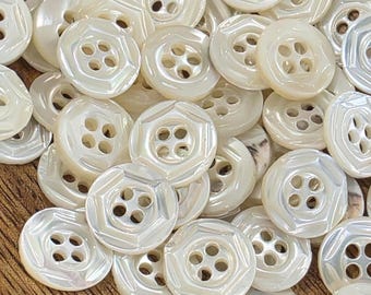 Vintage Italian Mother of Pearl Crafting Buttons (scant 1/2 inch, 11.5mm)