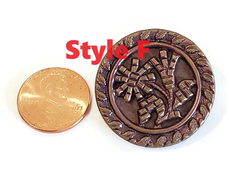 Antique Victorian Metal Buttons in Your Choice of Styles, Large Authentic 1800s Vintage for Sewing, Knitting, Steampunk Cosplay Style F