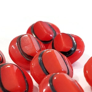 Vintage Cherry Red Glass Buttons: 10mm Shank Style, Sewing & Knitting