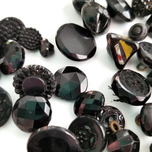 Victorian Antique Glass Button Grab Bag Lot in Your Choice of Quantity, Jet Black Glass for Sewing, Knitting, Steampunk Cosplay image 6