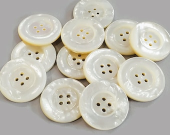 Large Mother of Pearl Vintage Coat Buttons, Excellent Quality Shell with Sheen, Size Choices