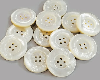 Large Mother of Pearl Vintage Coat Buttons, Excellent Quality Thick Shell with Sheen, Size Choices