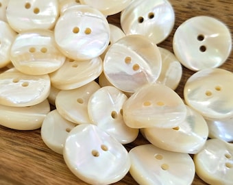 Thick Mother of Pearl Vintage Buttons, Whimsical Wavy Shell for Sewing & Knitting (scant 7/8 inch)