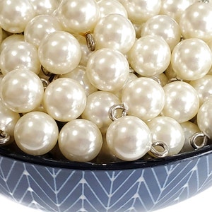 Vintage Buttons or Beads or Charms, Faux Pearl Bangle Balls in Two Different Sizes for Sewing, Jewelry, or Wedding Decor 3/8 or 1/2 inch