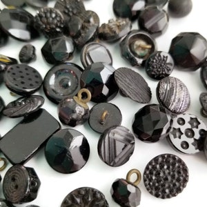 Victorian Antique Glass Button Grab Bag Lot in Your Choice of Quantity, Jet Black Glass for Sewing, Knitting, Steampunk Cosplay image 5