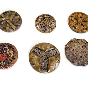 Antique Victorian Brass Buttons in Your Choice of Pierced Styles, 1800s Coat Buttons for Sewing, Knitting, Steampunk Cosplay, Jewelry