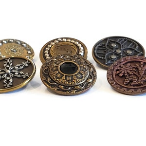 Antique Victorian Metal Buttons in Your Choice of Styles, Large Authentic 1800s Vintage for Sewing, Knitting, Steampunk Cosplay image 2