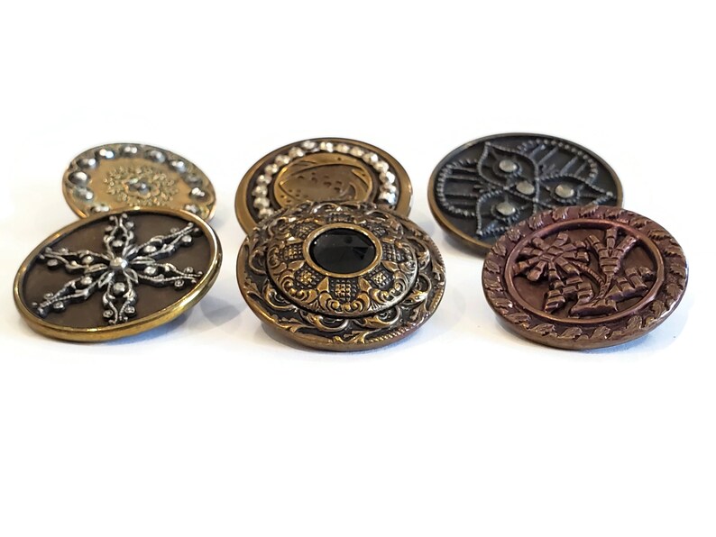 Antique Victorian Metal Buttons in Your Choice of Styles, Large Authentic 1800s Vintage for Sewing, Knitting, Steampunk Cosplay image 2