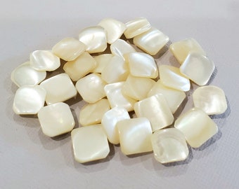 25 Vintage Square Mother of Pearl Buttons: Sewing, Knitting (11mm)