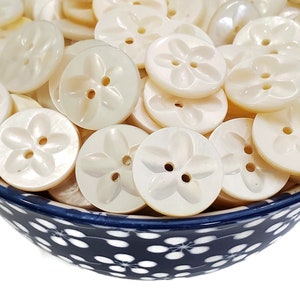 Vintage Mother of Pearl Buttons Carved with Flowers, Your Choice of Quantity for Sewing and Knitting, 3/4 inch 19mm