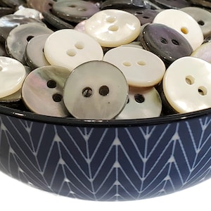 Vintage Mother of Pearl Shirt Buttons for Sewing & Knitting - Gray or White, 5/8 Inch (14.5 mm)