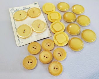 Vintage Button Sets in Your Choice of Styles, Golden Yellow for Sewing, Knitting, Retro Fashion