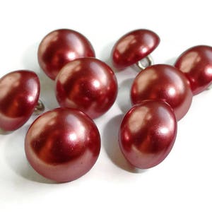 Raspberry Vintage Glass Buttons, Choose Quantity, Small Pearlized Sewing Buttons for Knitting Sweaters, Beads, Crafts, 3/8 inch