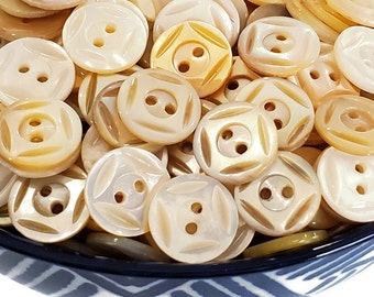 Carved Mother of Pearl Vintage Shirt Buttons for Crafting, Sewing & Knitting, 1/2 inch 12mm