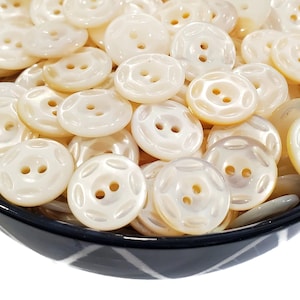 Carved Mother of Pearl Buttons, Natural Shell Buttons for Knitting Sweaters and Sewing, 9/16 inch 14mm
