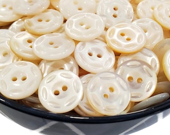 Carved Mother of Pearl Buttons, Natural Shell Buttons for Knitting Sweaters and Sewing, 9/16 inch 14mm