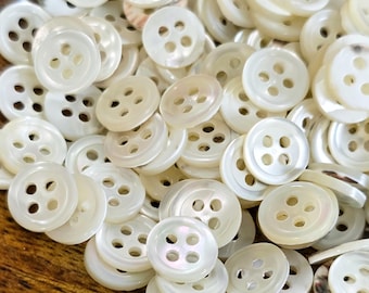 Vintage Mother of Pearl Shirt Buttons: 3/8 inch Sewing and Knitting Supplies
