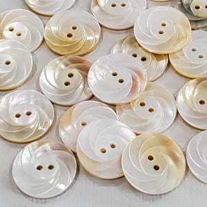 Mother of Pearl Vintage Buttons for Knitting and Sewing, 3/4 inch 19mm Natural Shell with Carved Swirls