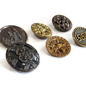 Antique Victorian Metal Buttons in Your Choice of Styles, Authentic 1800s Vintage Sewing Buttons for Knitting and Steampunk Cosplay