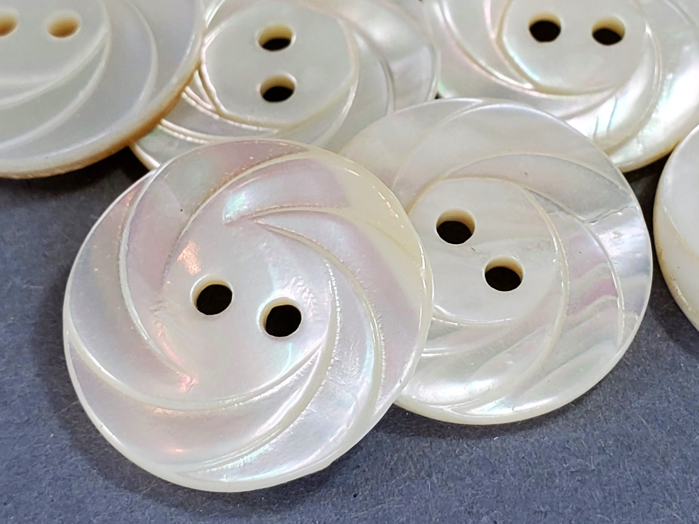 Vintage Gold Rimmed Plastic Pearl Buttons 3/4 inch (12 pcs)