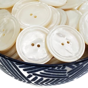 Large Mother of Pearl Vintage Coat Buttons, Excellent Quality Shell with Beautiful Sheen, 1 1/8, 1 1/4, 1 1/2  inch