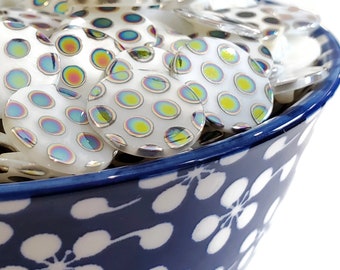 Polka Dot Vintage Mother of Pearl Buttons, Iridescent Shell Buttons, Size Choices for Jewelry Beads, Sewing Buttons, Knitting Sweaters